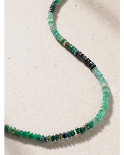 JIA JIA Natural Arizona 14-Karat, Emerald And Diamond Necklace
