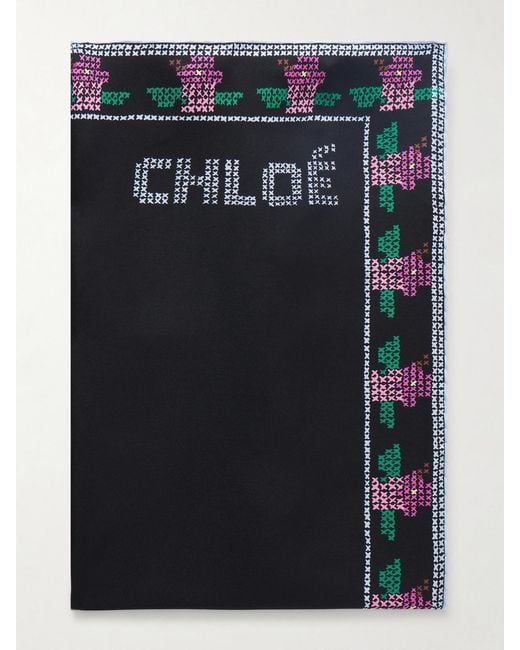 Chloé Black Printed Silk Scarf