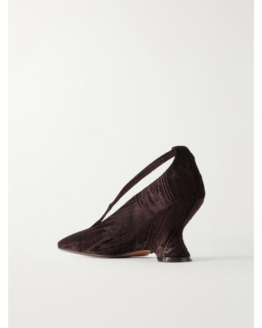 Dries Van Noten Brown Velvet Moiré Wedge Pumps