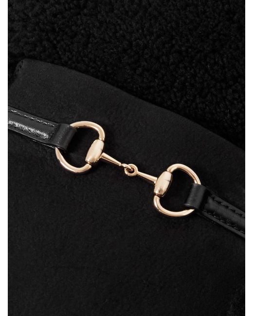 Gucci Black Cropped Horsebit-Detailed Shearling Jacket