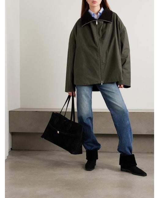 Totême Black Jacke Aus Gewachster Biobaumwolle Mit Cordbesatz