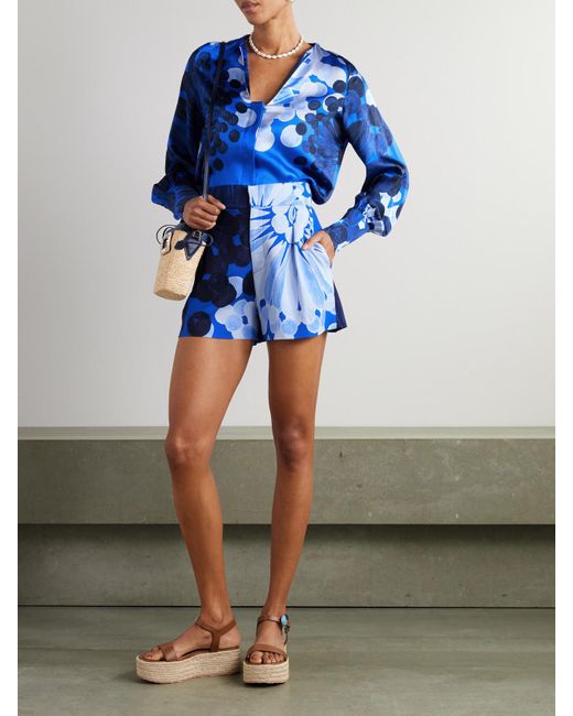 Themis Z Blue Nefeli Printed Silk-Satin Shirt