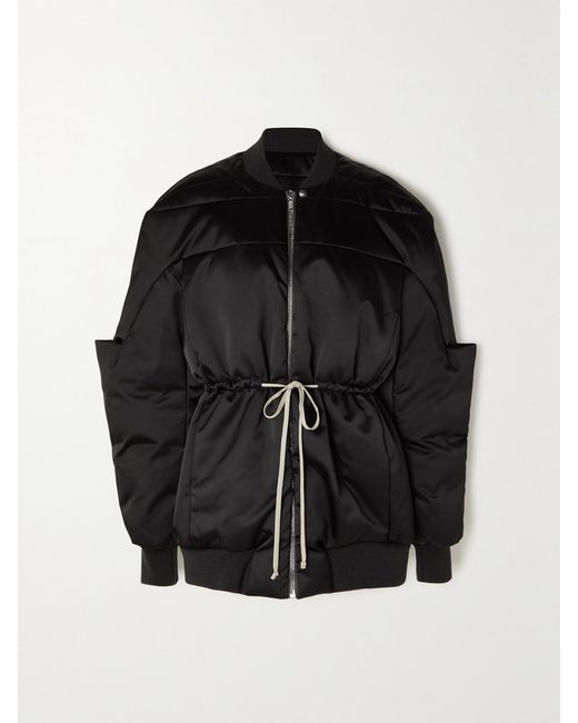 Rick Owens Black Girdered Wool-trimmed Quilted Shell Down Bomber Jacket