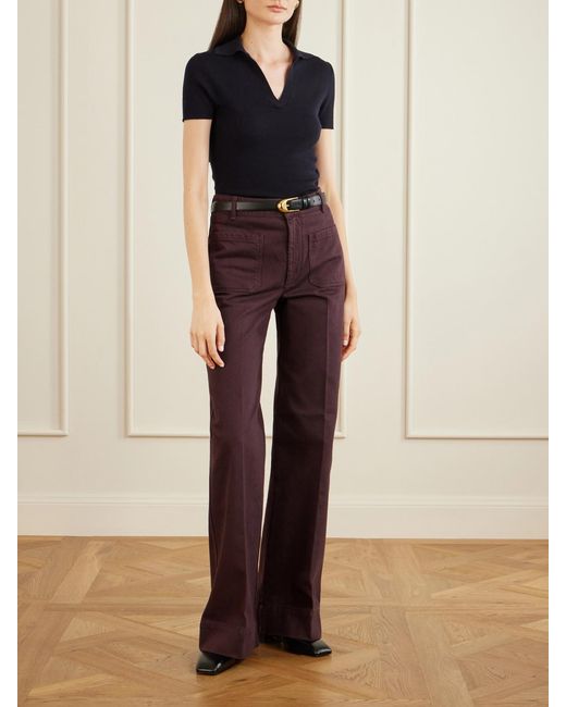 Victoria Beckham Purple Alina High-Rise Wide-Leg Jeans