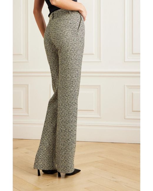 Alessandra Rich Green Hose Mit Geradem Bein Aus Kariertem Tweed Aus Einer Baumwollmischung Mit Pailletten