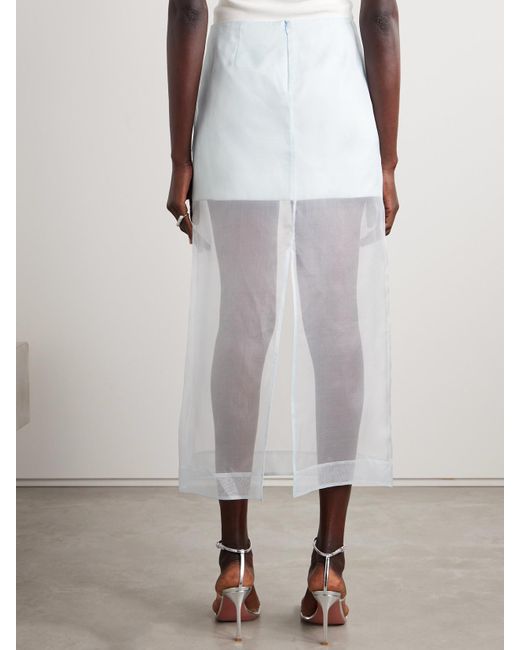 Jupe Midi En Organza De Soie À Superposition Crush Zimmermann en coloris Blue