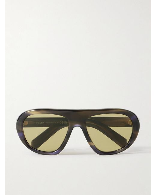 Prada Green Oversized Aviator-Style Acetate Sunglasses