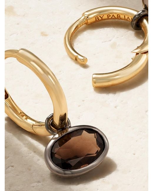 BY PARIAH Natural Orbit 14-Karat Recycled Smokey Quartz Hoop Earrings
