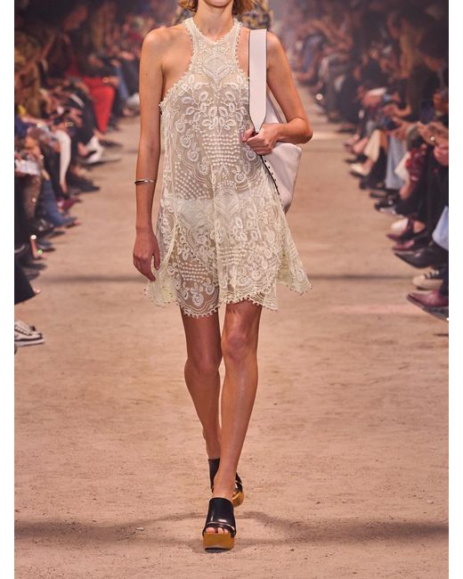 knee length dresses for ladies Isabel Marant Étoile // White Linen Ruffle Mini Dress – VSP Consignment main image 0