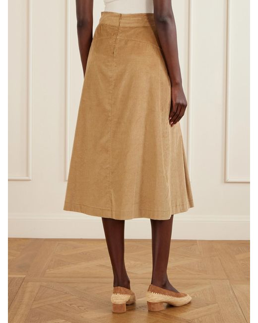 Gabriela Hearst Natural Wesley Corduroy Cotton Maxi Skirt