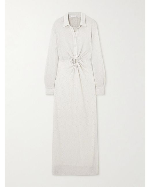 Christopher Esber White Embellished Cutout Metallic Mesh Maxi Dress