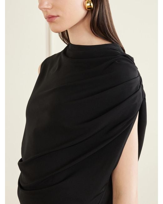 Cult Gaia Black Celene Cropped Ruched Crepe Top