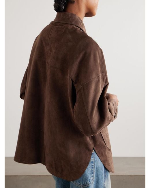 Arma Brown Kaylee Oversized Paneled Suede Jacket