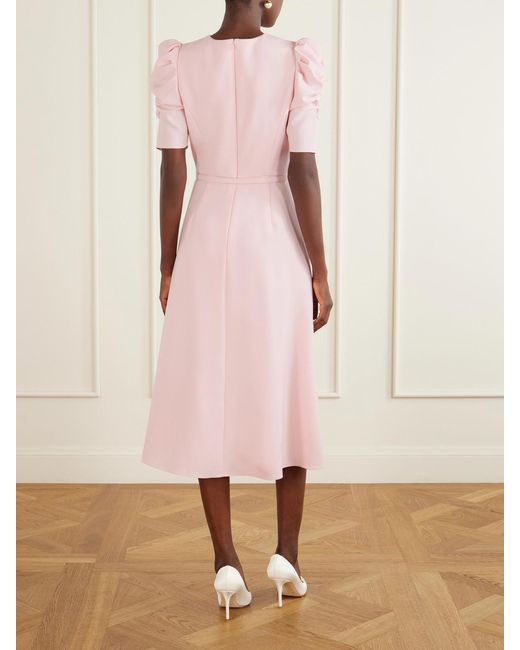 Carolina Herrera Pink Belted Crepe Midi Dress