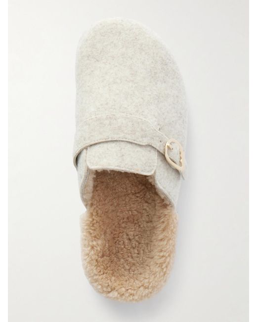 Ancient Greek Sandals White Vasilitsa Shearling-Lined Felt Slippers