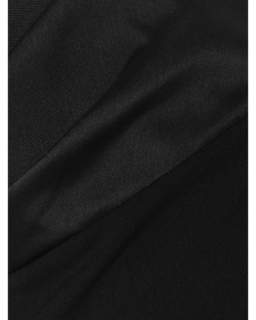 Solace London Black Satin Twill-Trimmed Crepe Gown