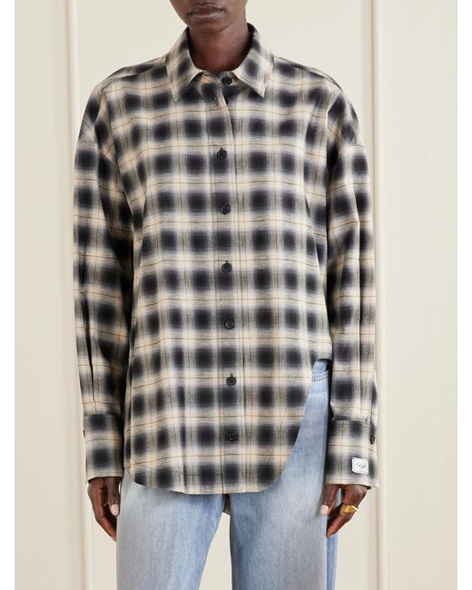 The Attico Gray Checked Cotton-Poplin Shirt