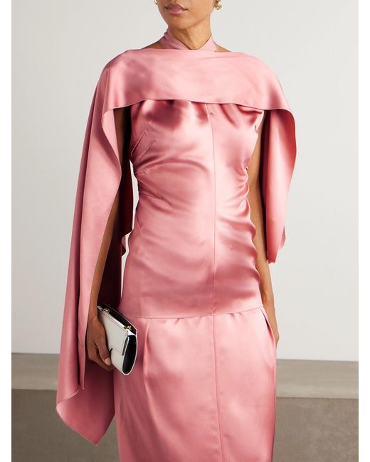 Lanvin Pink Scarf-Detailed Draped Satin Top