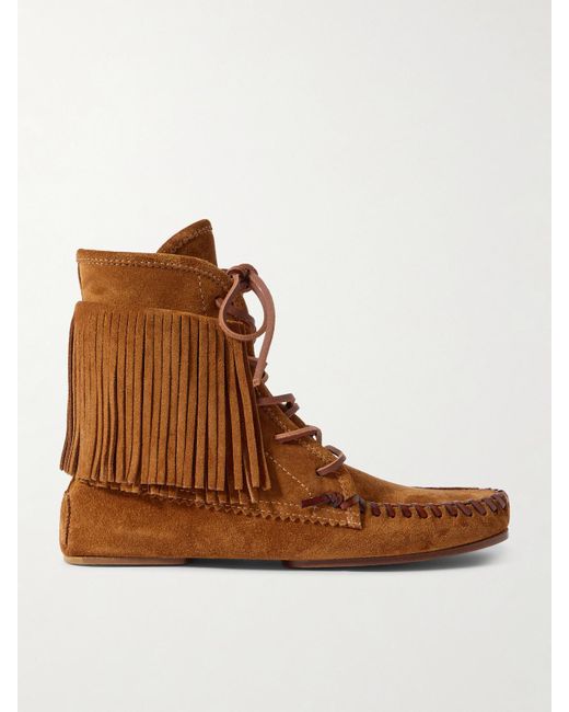 Paris Texas Brown Indiana Fringed Suede Ankle Boots
