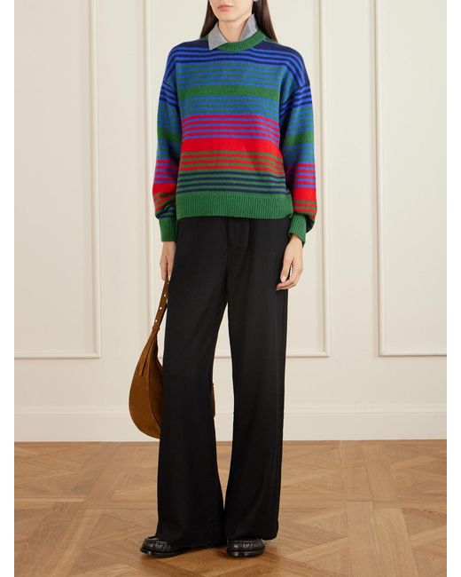 The Elder Statesman Black Cashmere And Wool-Blend Twill Wide-Leg Pants