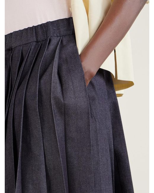 Jil Sander Black Pleated Denim Midi Skirt