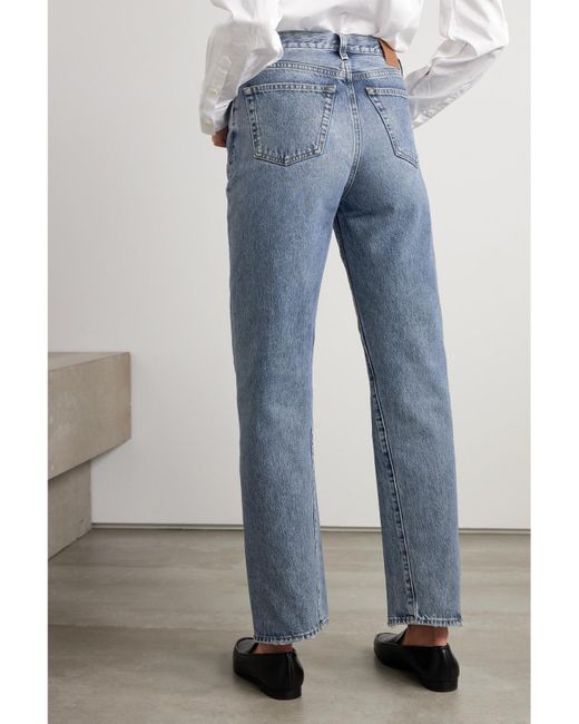 Totême Blue Twisted Seam High-Rise Straight-Leg Jeans