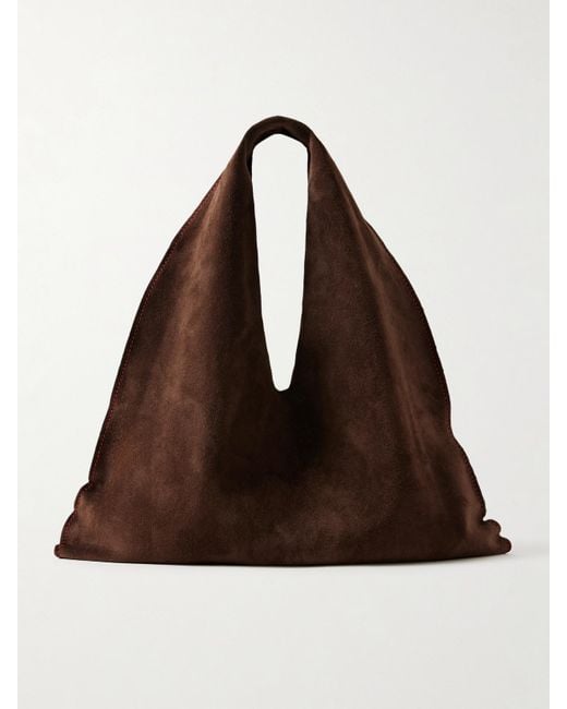 The Row Brown Bindle Small Suede Shoulder Bag
