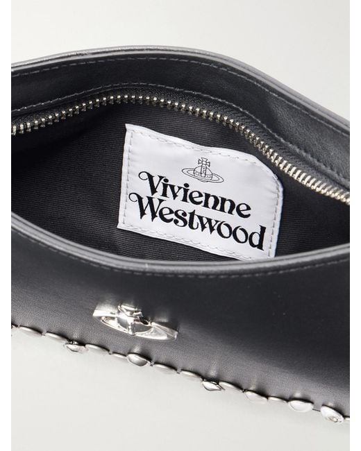 Vivienne Westwood Black Tasha Logo-Embellished Studded Leather Shoulder Bag