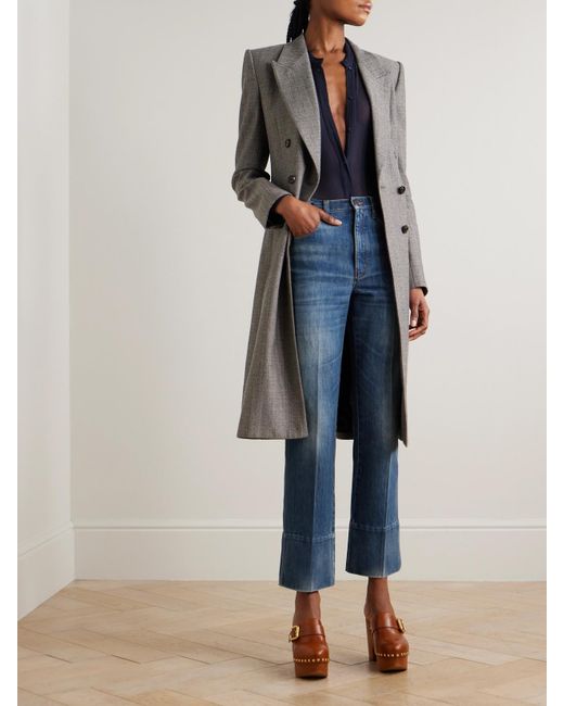 Chloé Blue Embellished Mid-Rise Straight-Leg Organic Jeans