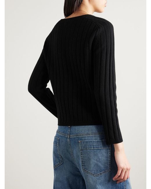 Nili Lotan Black Alise Pullover Aus Einer Gerippten Merinowoll-Kaschmirmischung