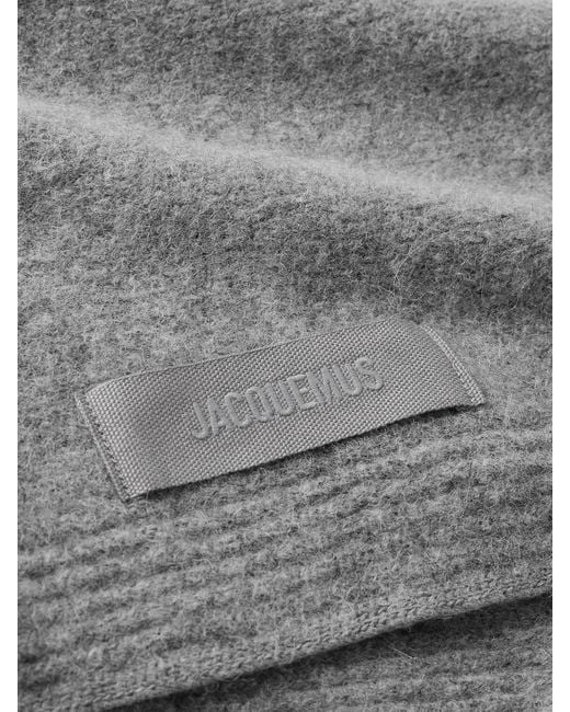 Jacquemus Gray Schal Aus Gebürstetem Strick Mit Applikation