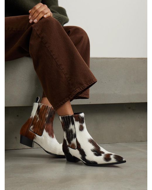 Christian Louboutin White Cheliviss Calf Hair Chelsea Boots