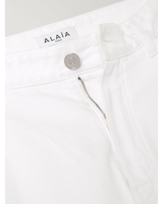 Alaïa White Ruffle Slit Jeans