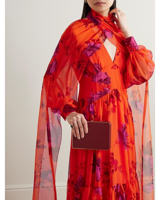 Erdem Belted Floral-print Tiered Silk-chiffon Maxi Dress