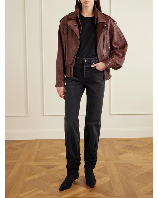 Isabel Marant Brown Aneli Mehrlagige Jacke Aus Strukturiertem Leder