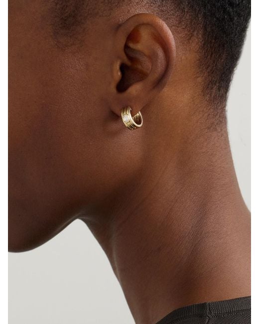 STONE AND STRAND Natural Trio Ridge 14-Karat Diamond Hoop Earrings