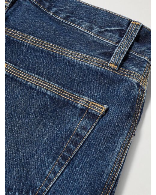 FRAME Blue The Cuffed Wide Mid-Rise Wide-Leg Jeans