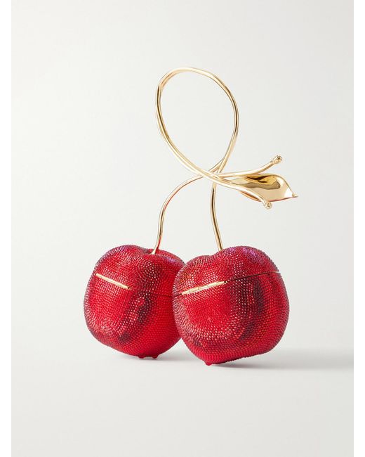 Judith Leiber Red Cherries Crystal-Embellished-Tone Clutch