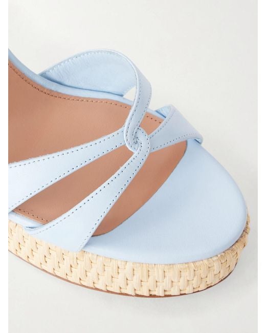 Aquazzura Natural You And I 110 Leather Wedge Sandals
