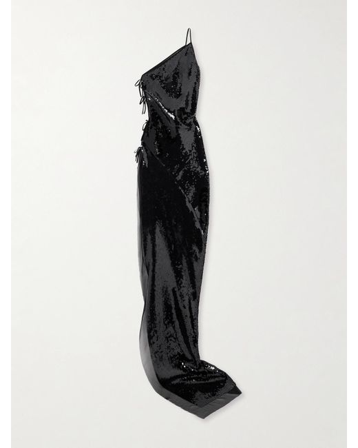 Robe Longue Du Soir En Soie À Sequins Taco Rick Owens en coloris Black