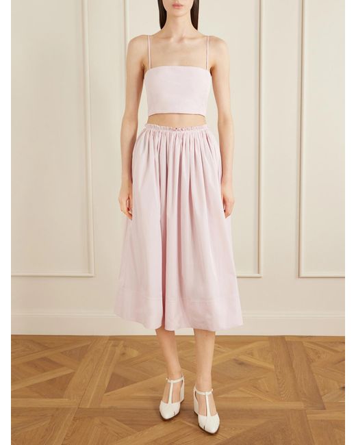 Gabriela Hearst Pink Nadir Cropped Cotton-Poplin Top