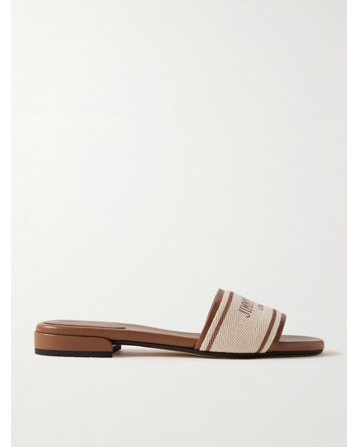 Jimmy Choo Natural Joa Pantoletten Aus Canvas Und Leder