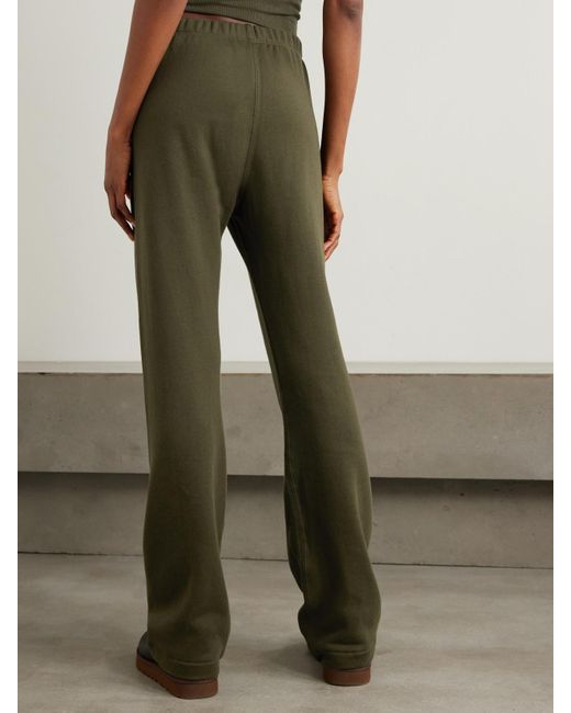 ÉTERNE Green Embroidered Cotton And Modal-Blend Jersey Sweatpants