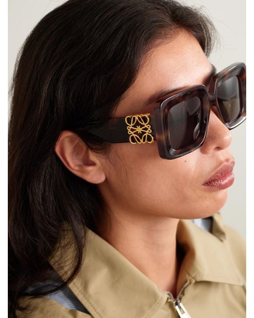 Loewe Black Anagram Oversized Square-Frame Tortoiseshell Acetate Sunglasses