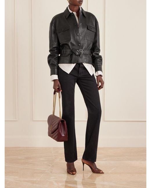 Saint Laurent Black Belted Leather Jacket