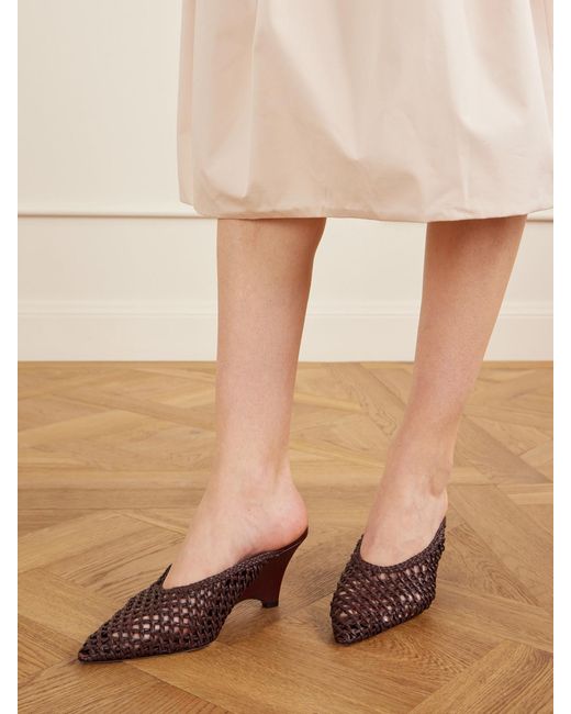 Le Monde Beryl Brown Victoria 70 Woven Leather Mules