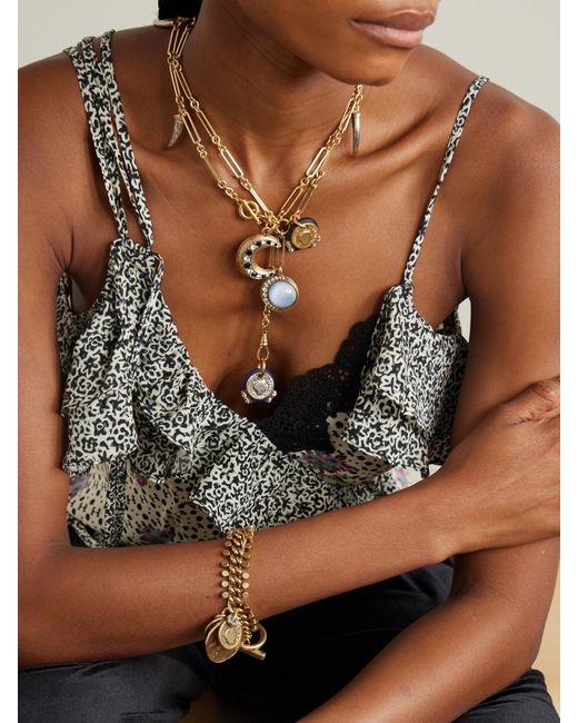 Maison Mayle Natural Pamplonne-Plated, -Tone, Crystal And Enamel Necklace