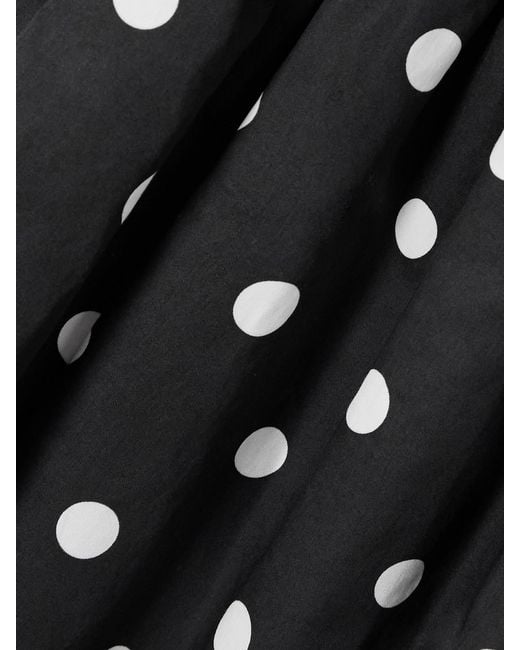 Self-Portrait Black Off-The-Shoulder Polka-Dot Cotton Mini Dress