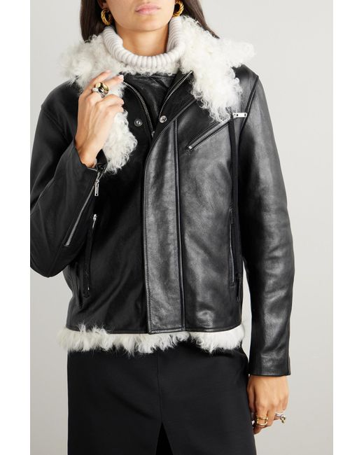 Proenza Schouler Shearling Hooded Biker Jacket in Black Lyst UK