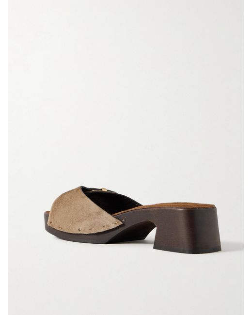 Khaite Natural Britt Buckled Calf Hair Mules